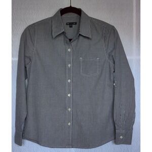 Gap Women's Classic Fitted Blue & White‎ Checked Button Down Shirt Sz S